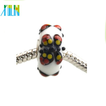 Wholesale charm large hole with ladybug prints beads